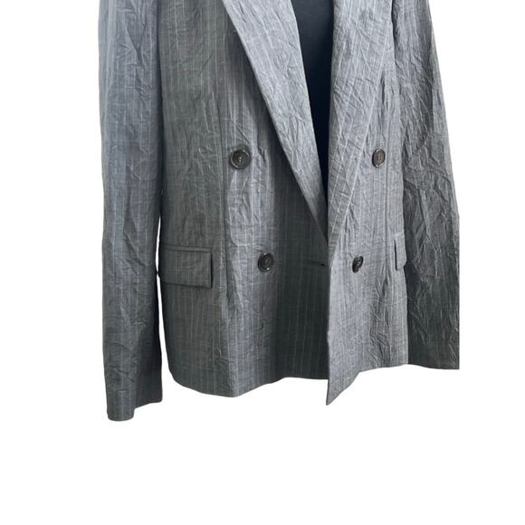 Michael Kors Gray Pinstripe Double-Breasted Blazer - Size 12 - Picture 10 of 10
